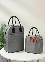 Lunch Bag for Unisex, Reusable Insulated Lunch Tote, Water-Resistant Leakproof Cooler Bag (Grey Combo)
