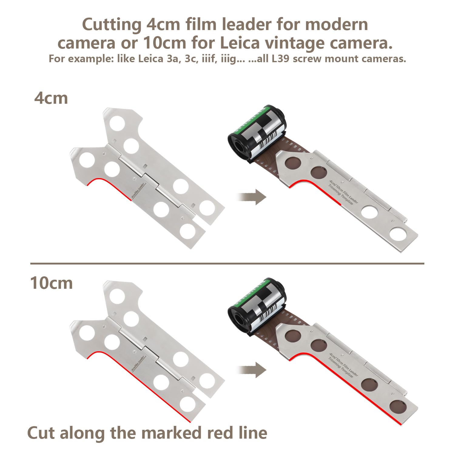 eTone Gabarit de découpe et de rognage de Film 2 en 1 4/10 cm pour Leica ABLON Style