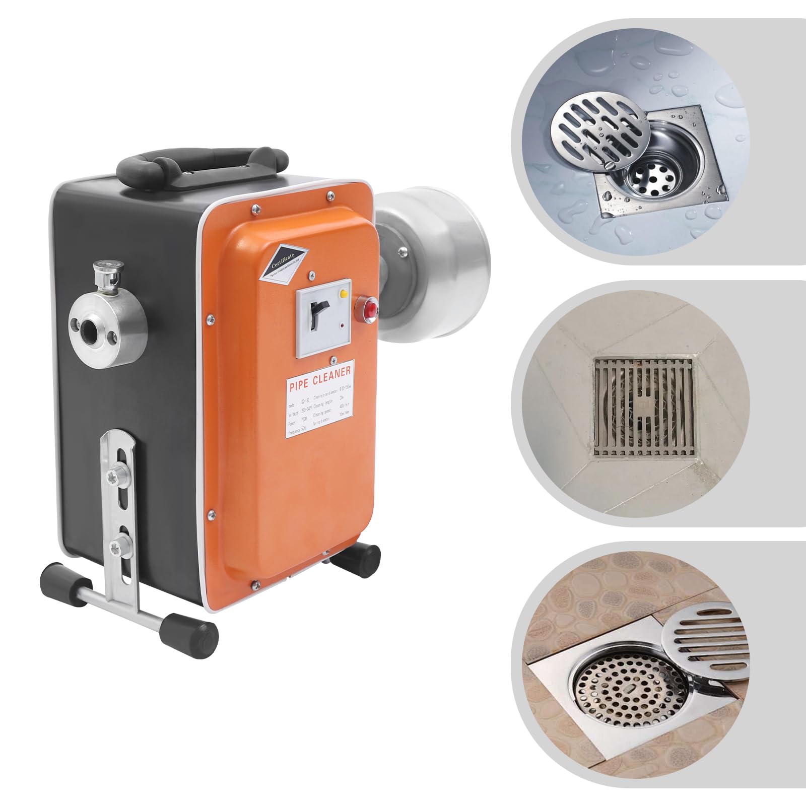 750W Rohrreinigungsmaschine Elektrisch mit 20m Spirale, Rohrreiniger Abflussreiniger Maschine 400 U/min, Abflussreinigungsgerät für Küche Bad Toilette, inkl. Handschuhe & Zubehör