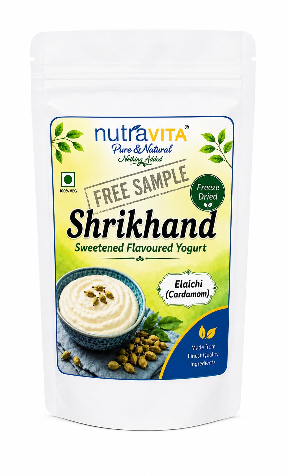 Nutra Vita Freeze Dried Elaichi Shrikhand (Sweet Ygurt)| Authentic Indian Dessert | Ready-to-Eat | No Preservatives | Vegetarian | Lightweight Snack | 30g packed in reusable PET Bottle-image-30