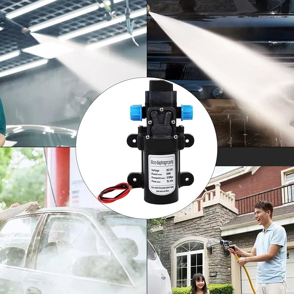 Bombas de agua, Bomba de agua, bomba de agua de diafragma micro eléctrica DC 12V 60W interruptor automático 5L/min bomba de pulverización de lavado de coche de alta presión accesorios de bomba bombas