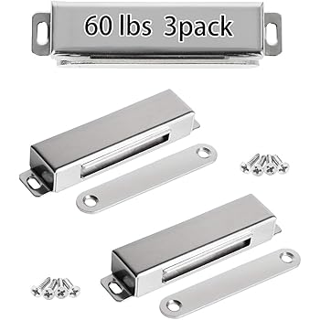 Onarway Magnetic Door Catch 60lbs Pull Strong Magnet Cabinet Latches Hardware Stainless Steel Chrome Door Closer For Pantry Bathroom Kitchen Sliding Door Window Cupboard 3 Pack Strength 30kg Amazon Com