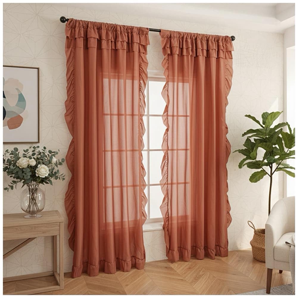 Rideaux semi-transparents et voilages décoratifs aérés orange