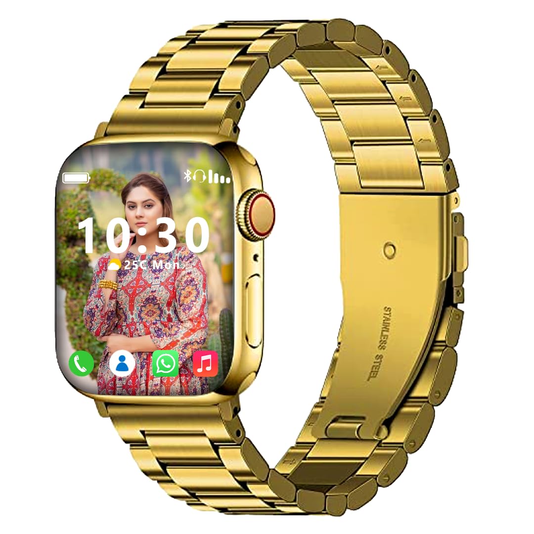 PunnkFunnk S9 Bluetooth Calling Smart Watch Specially Made for Girls & Women 5 Days Battery 100+ Watch Faces Smartwatch (Golden Strap 2 Inch Full Sunlight Proof Display) (B0CRVK7FM9) Amazon Price History, Amazon Price Tracker
