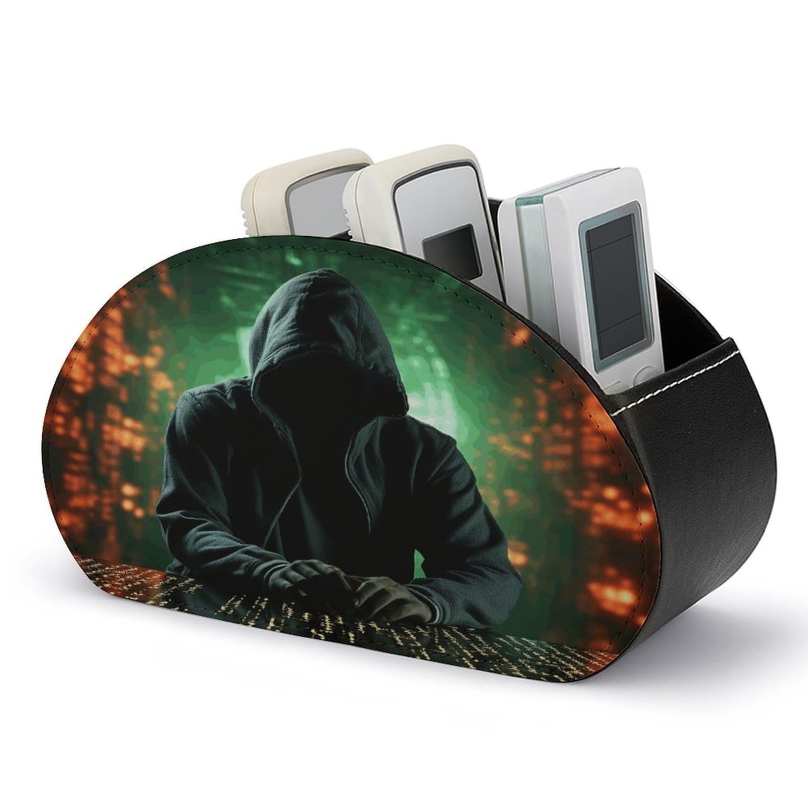 Btcowzrv Style Hacker Attack Remote Control Holder With 5 Compartments