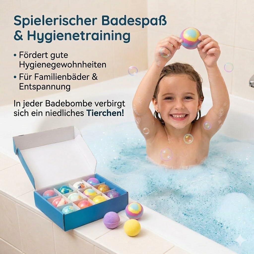 Playfizz Lot de 12 bombes de bain pour enfants avec surprise, bulles naturelles et organiques, bombes de bain, bain moussant, bombes de bain