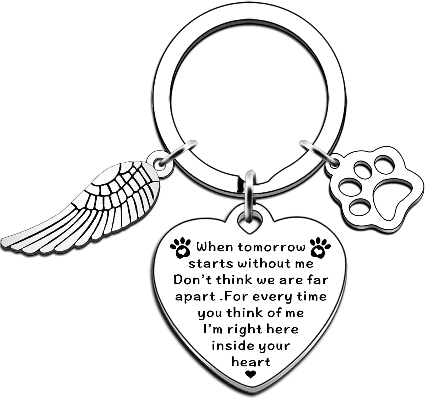 Pet Memorial Gifts Loss of Pet Memorial Keyring Sympathy Gifts Memory of Family Dog Cat Remembrance Present for Pet Dog Cat Lover Memorial Keyring Angel with Paws