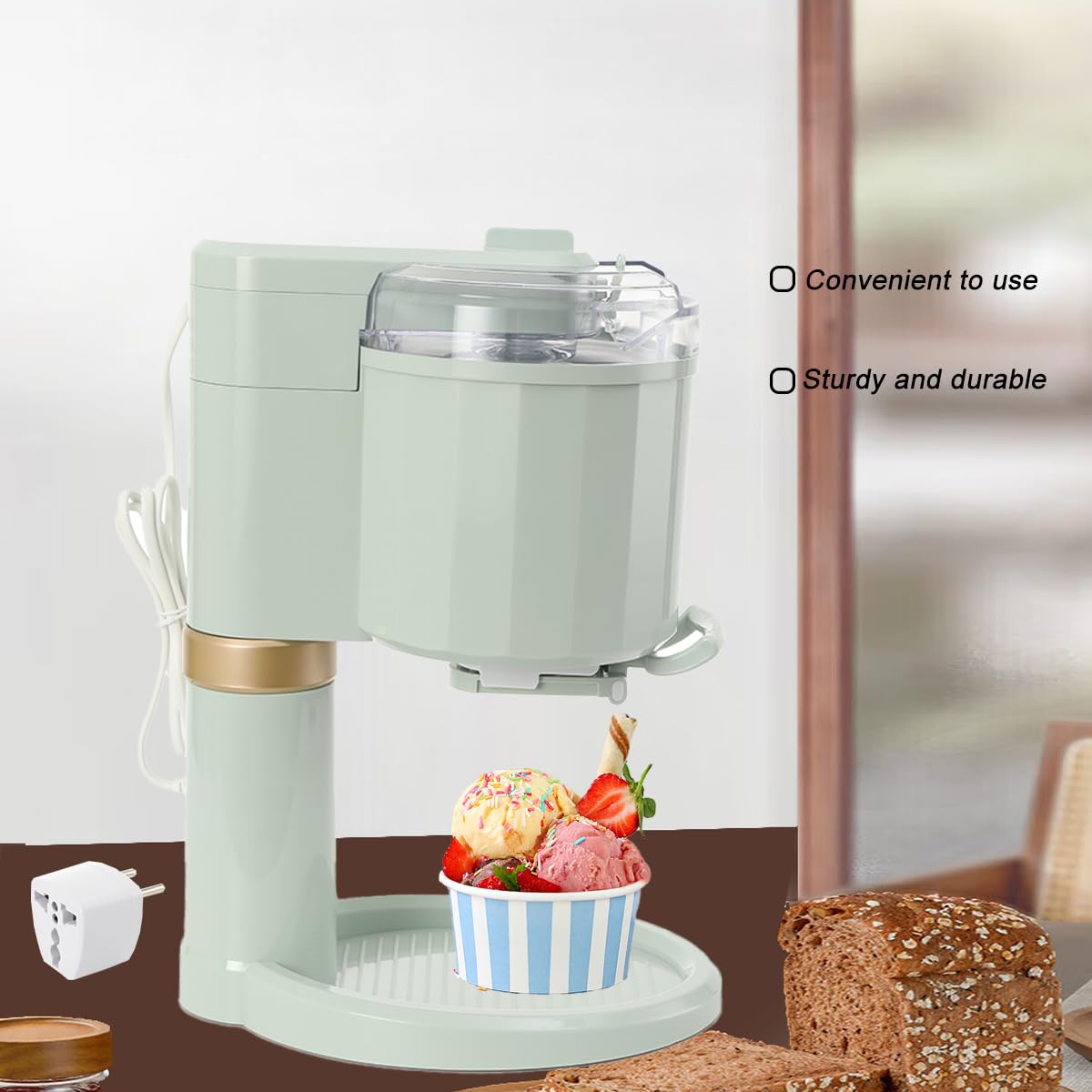 20W Softeismaschine 1L Kitchen Automatic Mini Fruit für Zuhause | Home DIY Kitchen Automatic Mini Fruit Softeismaschine, Joghurtbereiter Und Eisbereiter für Eiscreme, für Zuhause, Bar, Café