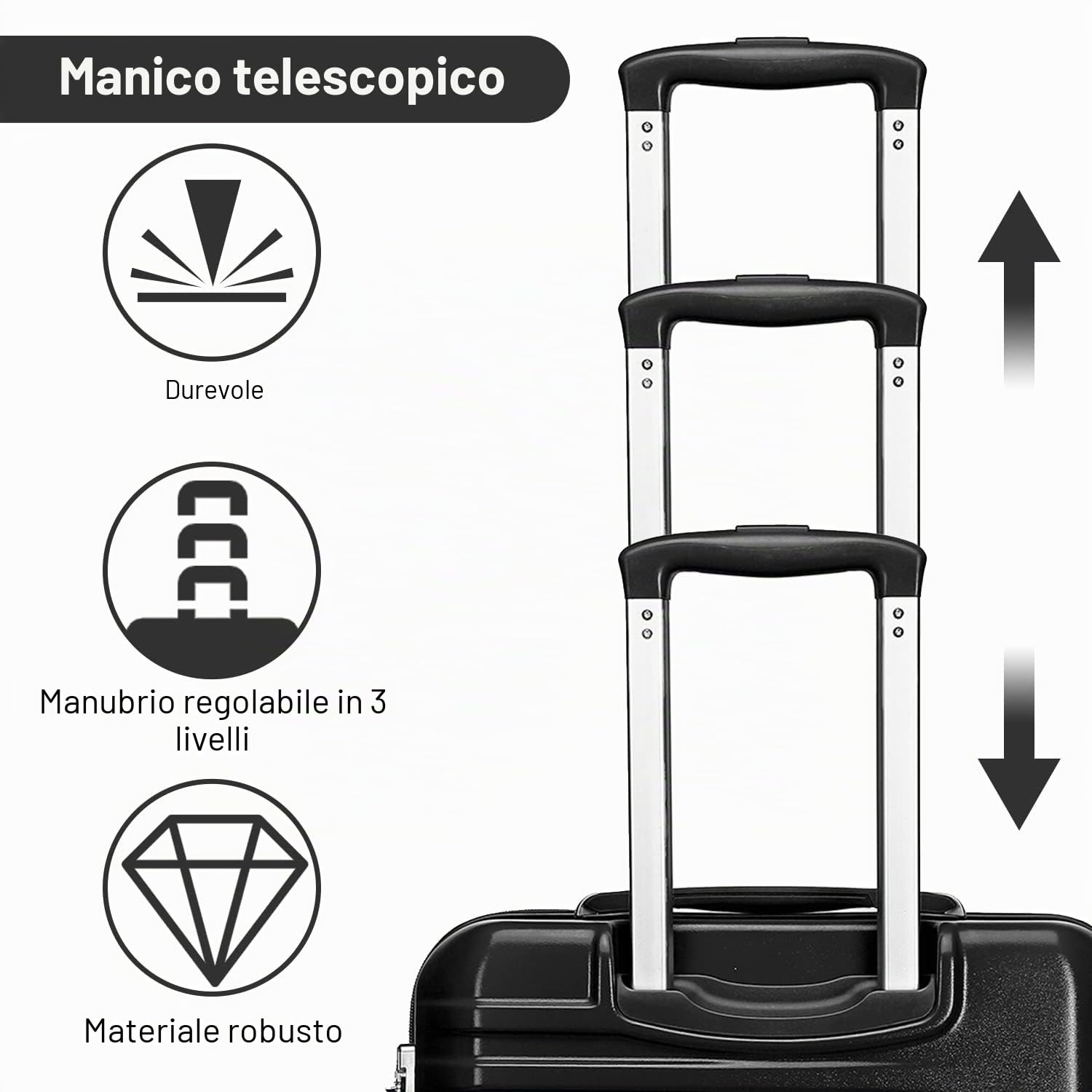 British Traveller Valigia Trolley Rigida Bagaglio a Mano da Viaggio ABS+PC Leggero con TSA Lucchetto (54cm,Nero)