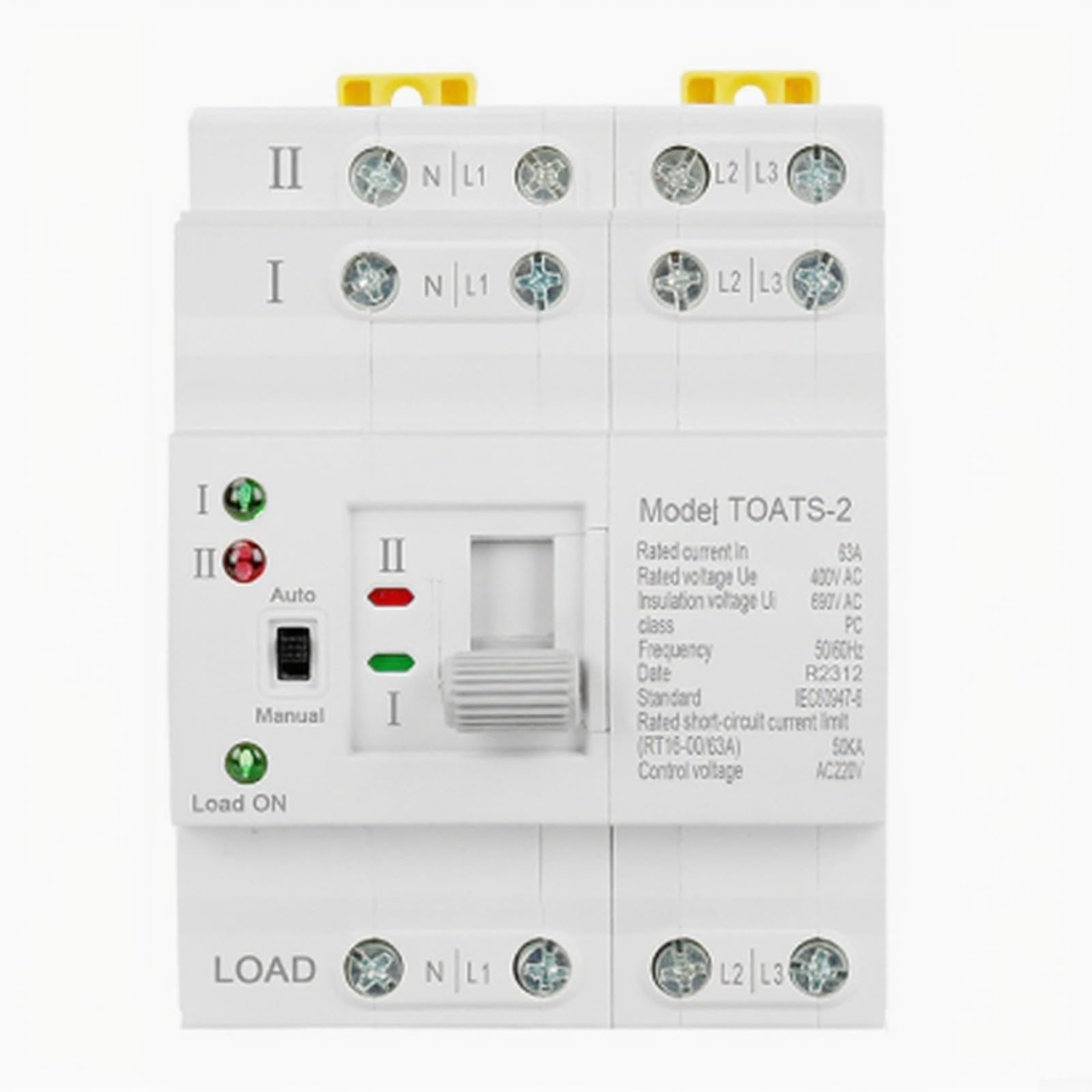 Interruttore di trasferimento automatico a doppia alimentazione, 2P/4P, 6A-63A, CA 220V, IP30, per uso domestico e commerciale (4P 63A 220V)