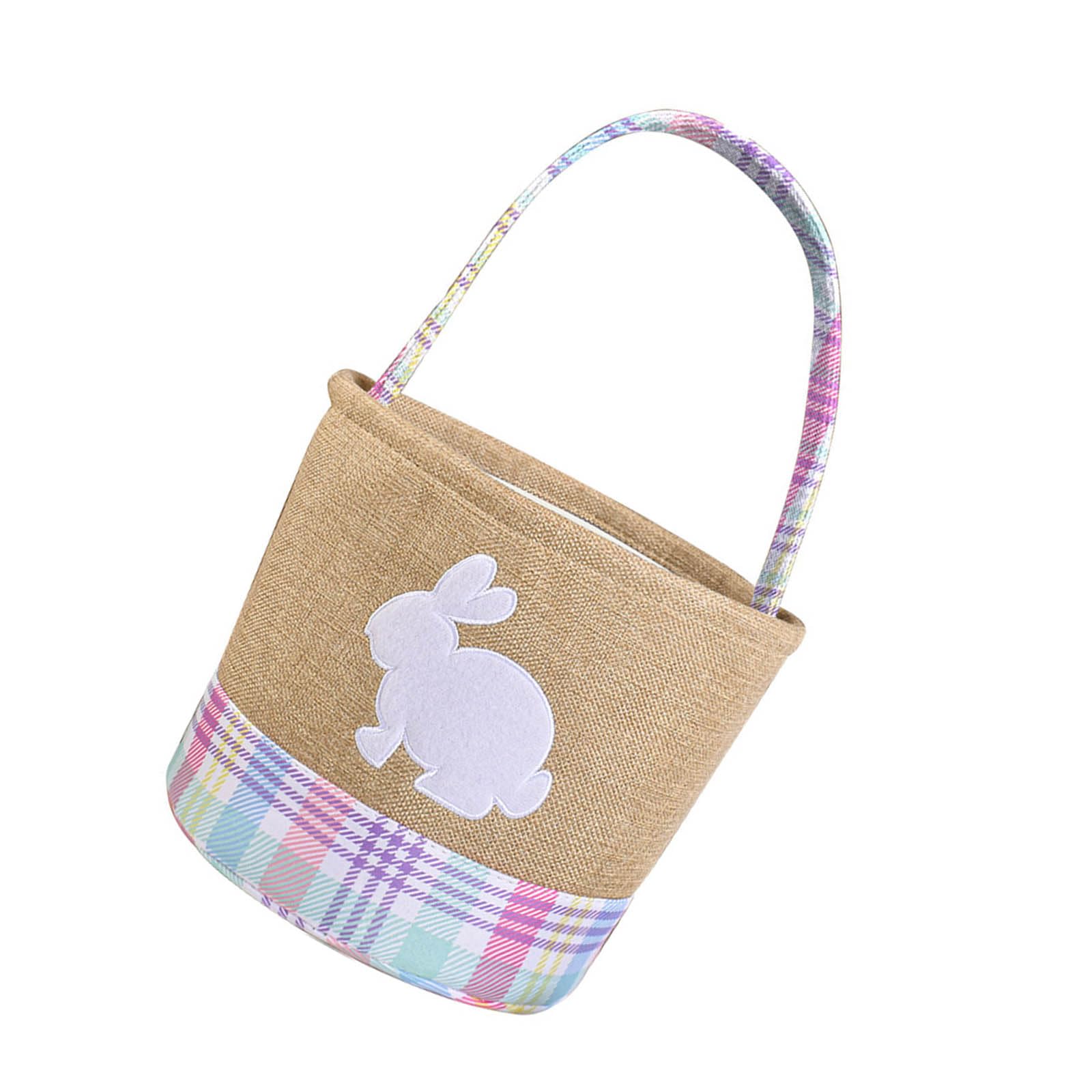 Xjdzineq Foldable Fabric Weave Basket with Reinforced Handles Striped for Seasonal Decorations and Daily Storage Easters Eggs Hunt