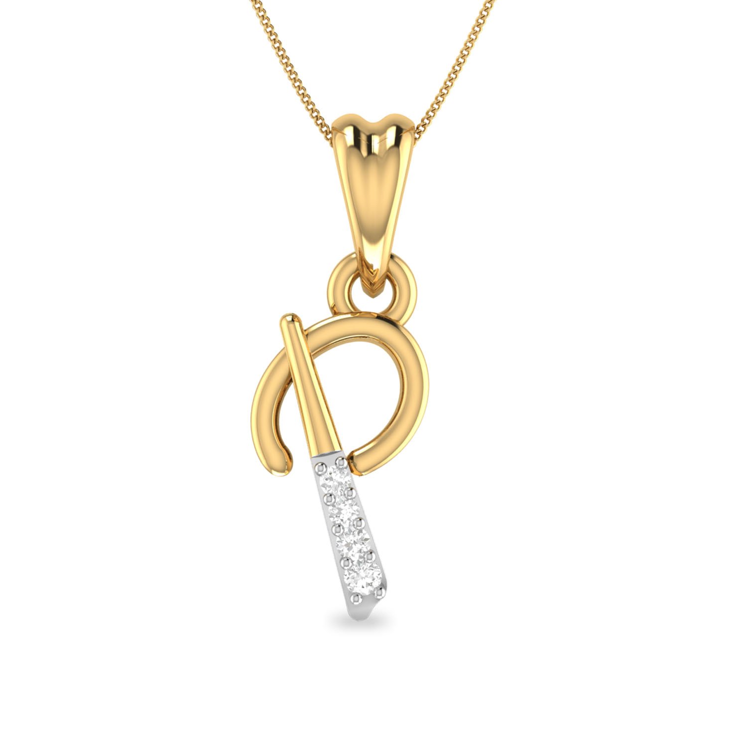 pc jeweller The P Alphabet 18KT Yellow Gold and Diamond Pendant for Women-picture-26