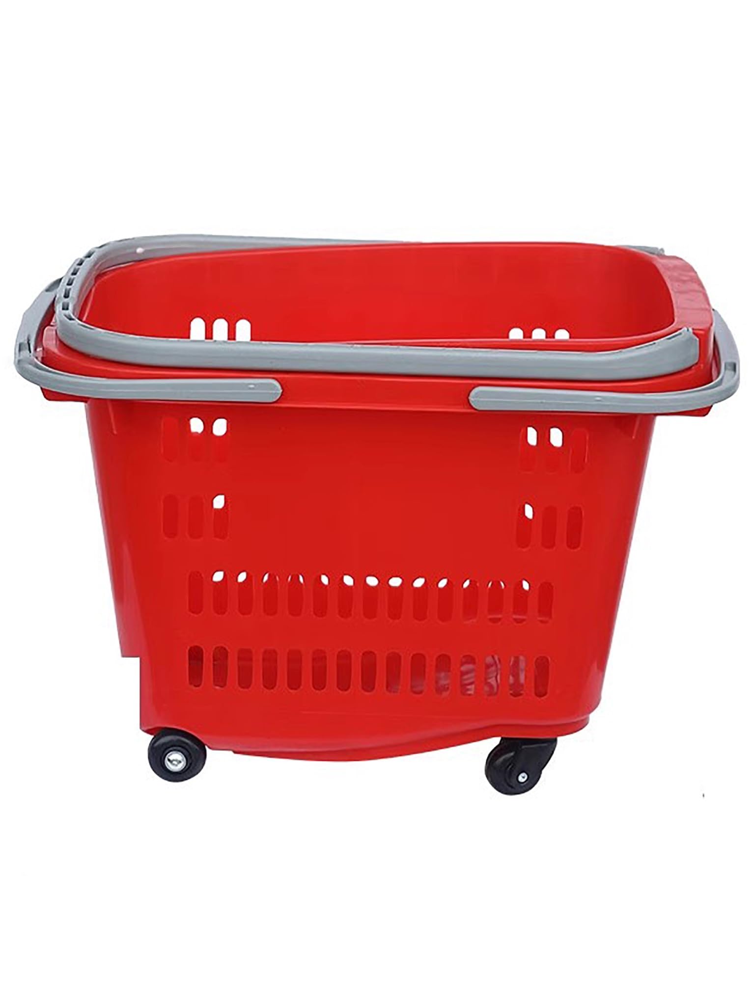 Zestaw plastikowych koszy na kółkach, 35 l, przenośne kosze na zakupy z 4 kółkami i uchwytem, do supermarketów i sklepów detalicznych