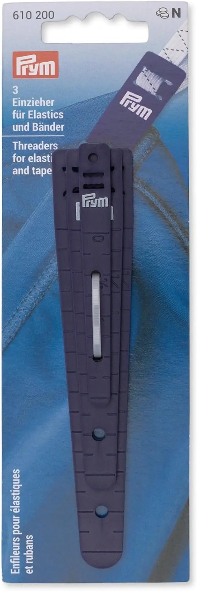 Prym 610192 Wide Tape Threader, Flat Rubber, 3 Sizes, 1 Each, Multi