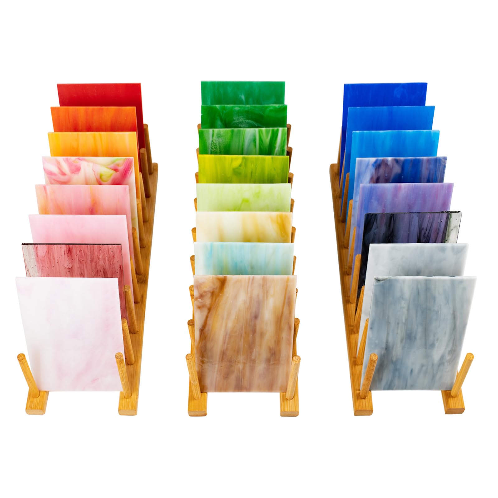 24 Pièces Verre pour Vitrail Opaque 10x15cm, Feuilles Mosaïque Irisées Couleurs Mélangées, Fournitures Loisirs Créatifs DIY, Attrape-Soleil et Décoration Maison