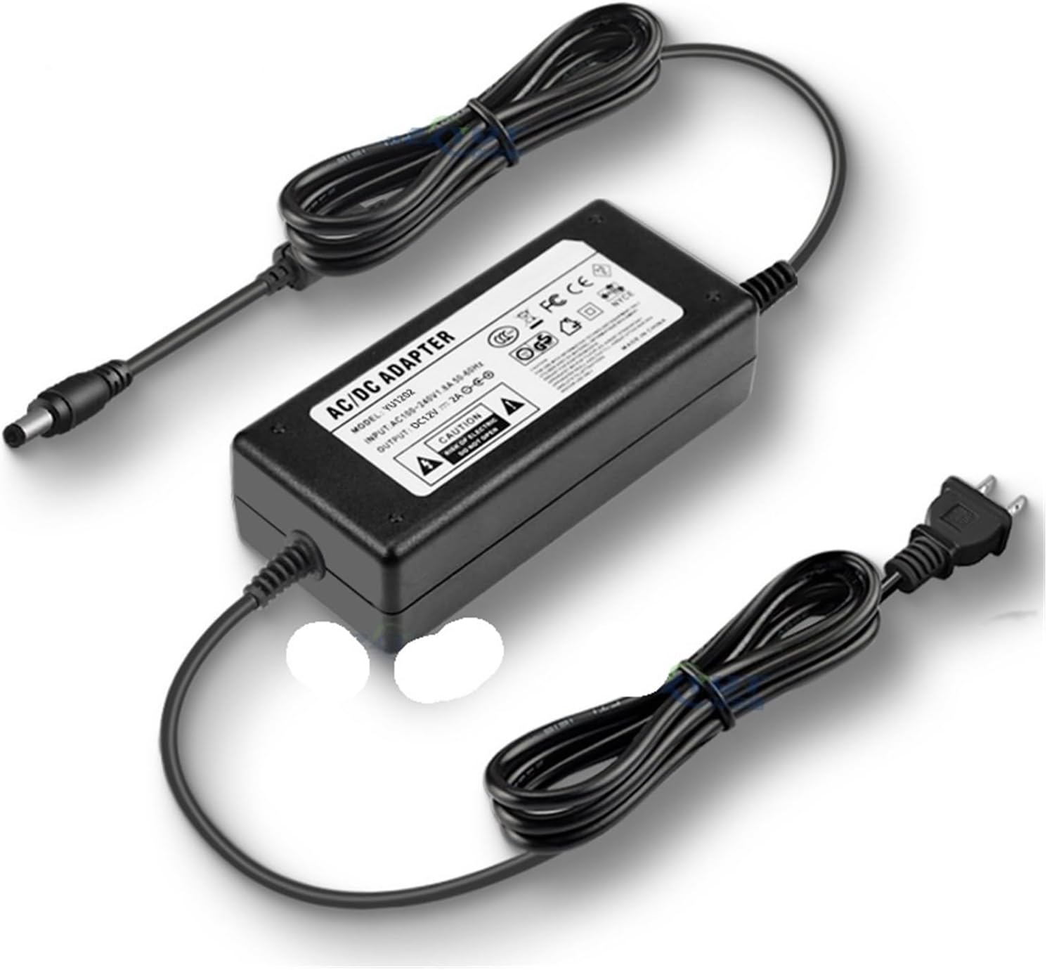 12V2A Desktop Regulated Power Adapter LED Light bar Display US Standard Two-Wire Monitoring Power Supply(12V2 Adiplonema US)