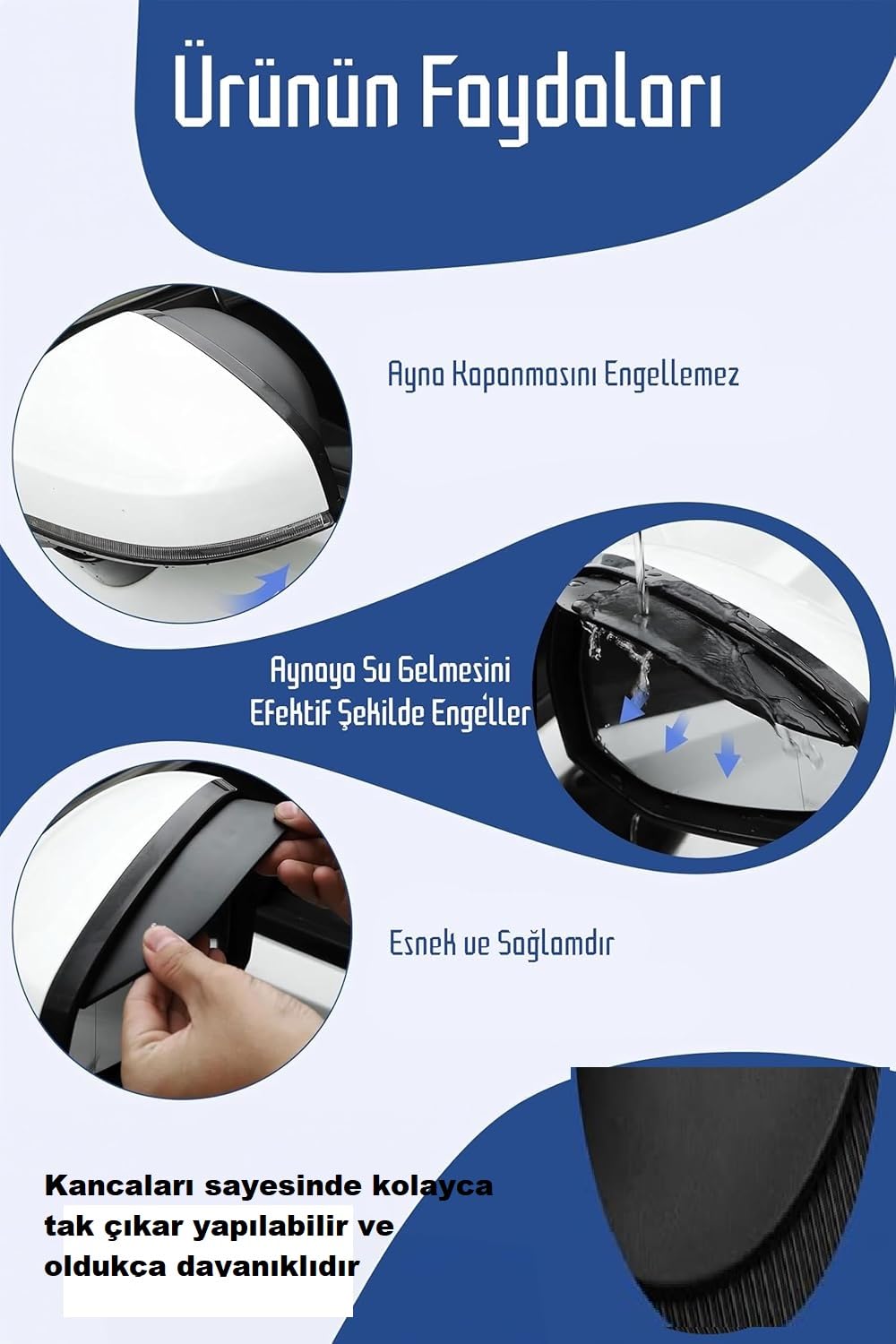 Luti Concept 2 Adet Sağ Sol Oto Araba Araç Dış Yan Ayna Yağmur Koruyucu Engelleyici Rüzgarlık Siperlik Karbon Desenli Otomobil Aynası Yağmur Koruyucu Vizör Rüzgarlık Yağmurluk