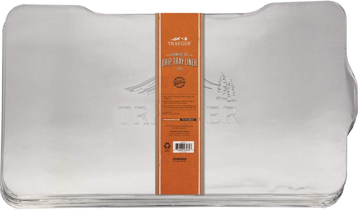 BAC507 Liner 5 Pack-PRO 575/PRO22 Grill Drip Tray, Set of 5 Disposable Aluminum Wood-Fired Cooking, Silver