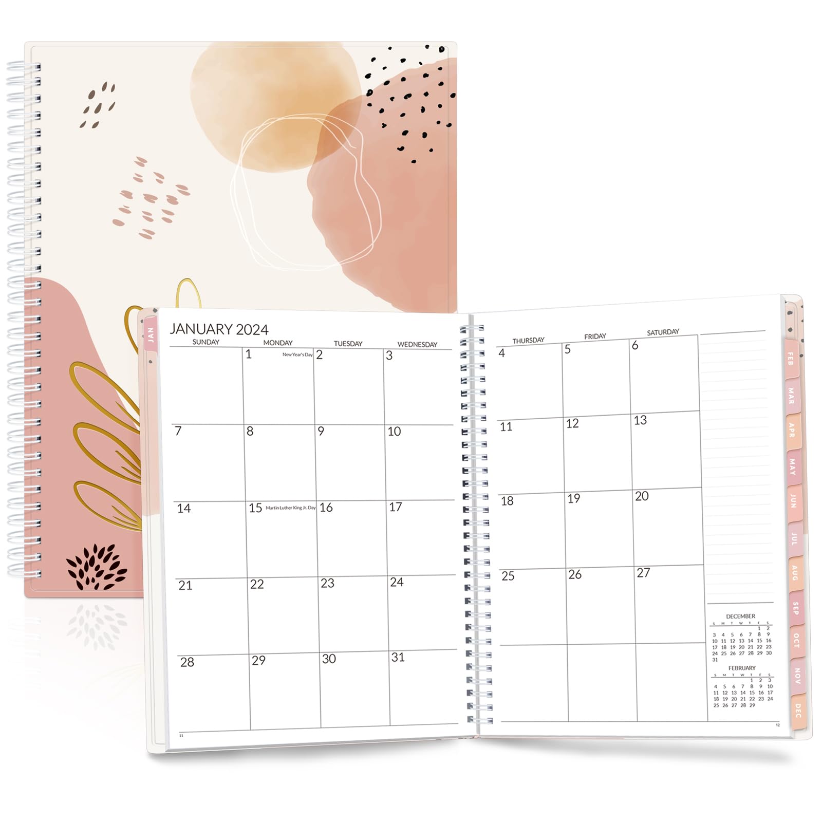 SUNEE 2-Year Monthly Planner 2024-2025 (Jan 2024 - Dec 2025) 8.5"x11" Monthly Spreads & Yearly Planner with Monthly Tab, To Do List, Flexible Cover, Notes, Trackers, Pocket, Bookmark (Boho)