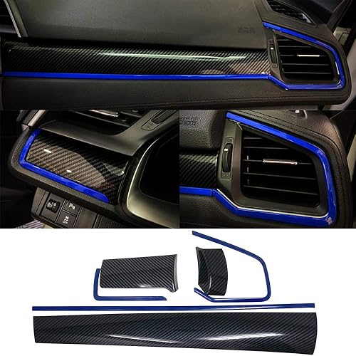 GZXinWei 6 piezas de calcomanías decorativas de fibra de carbono para tablero central y consola del Honda Civic de 10.ª generación, modelos 2016,
