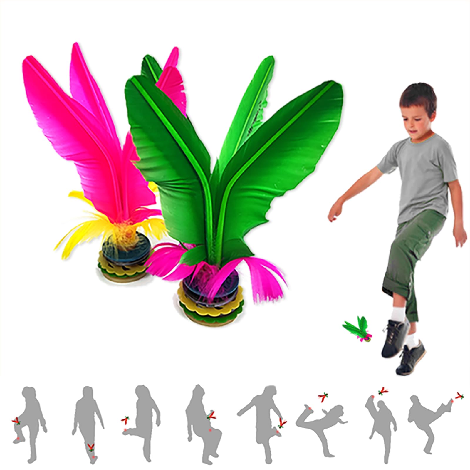 Jianzi Kick Shuttlecock, Volant de Football à Plumes, Jeu de Pieds Sportif, Feather Shuttlecock pour Enfants et Adultes, Utilisation Intérieure et Extérieure