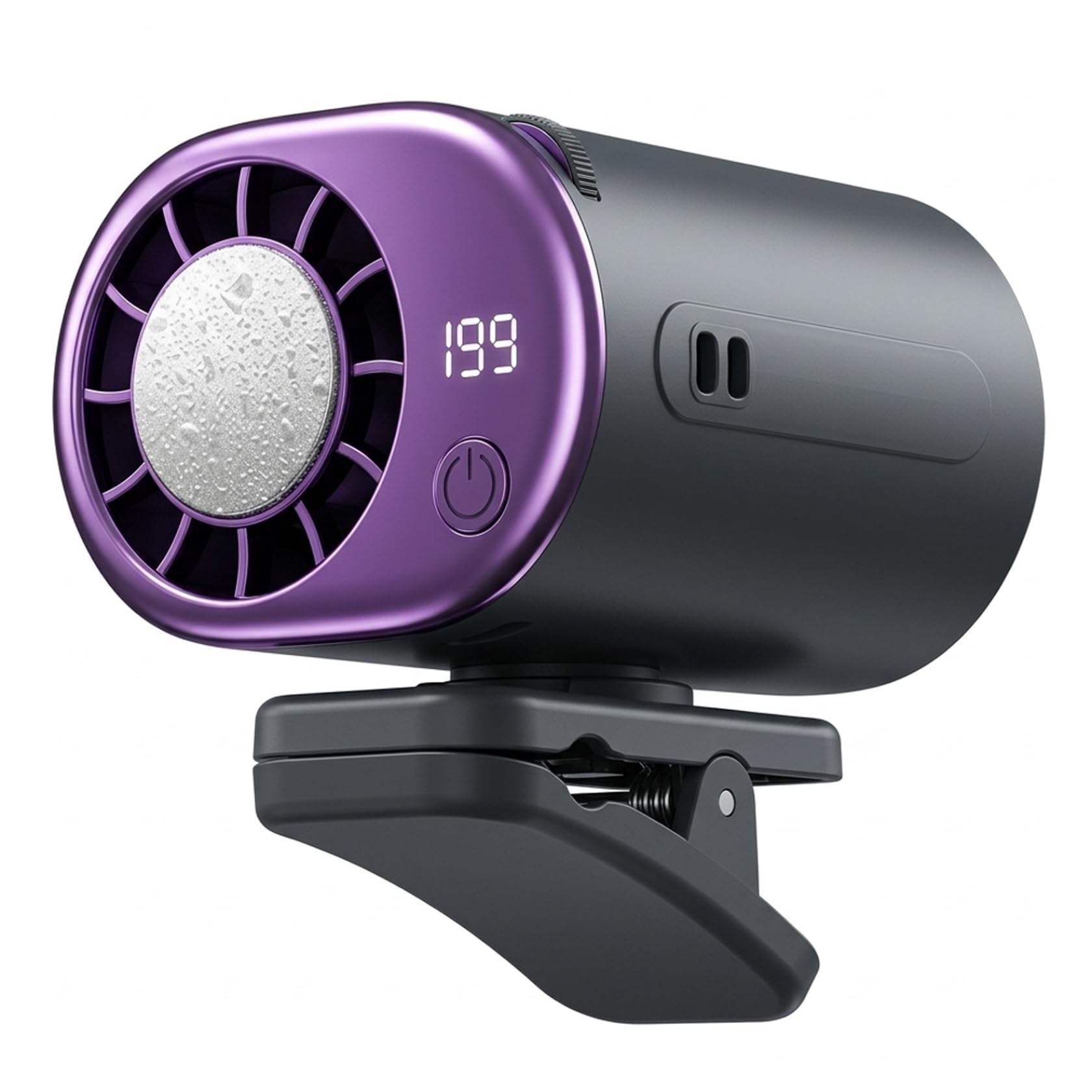 Car Air Conditioner Fan with 199 Speeds & 360° Rotation, Portable Personal Fan Clip-On with Semiconductor Cooling, USB Rechargeable Clip on Fans for Car, Office, Black, Air Conditioner