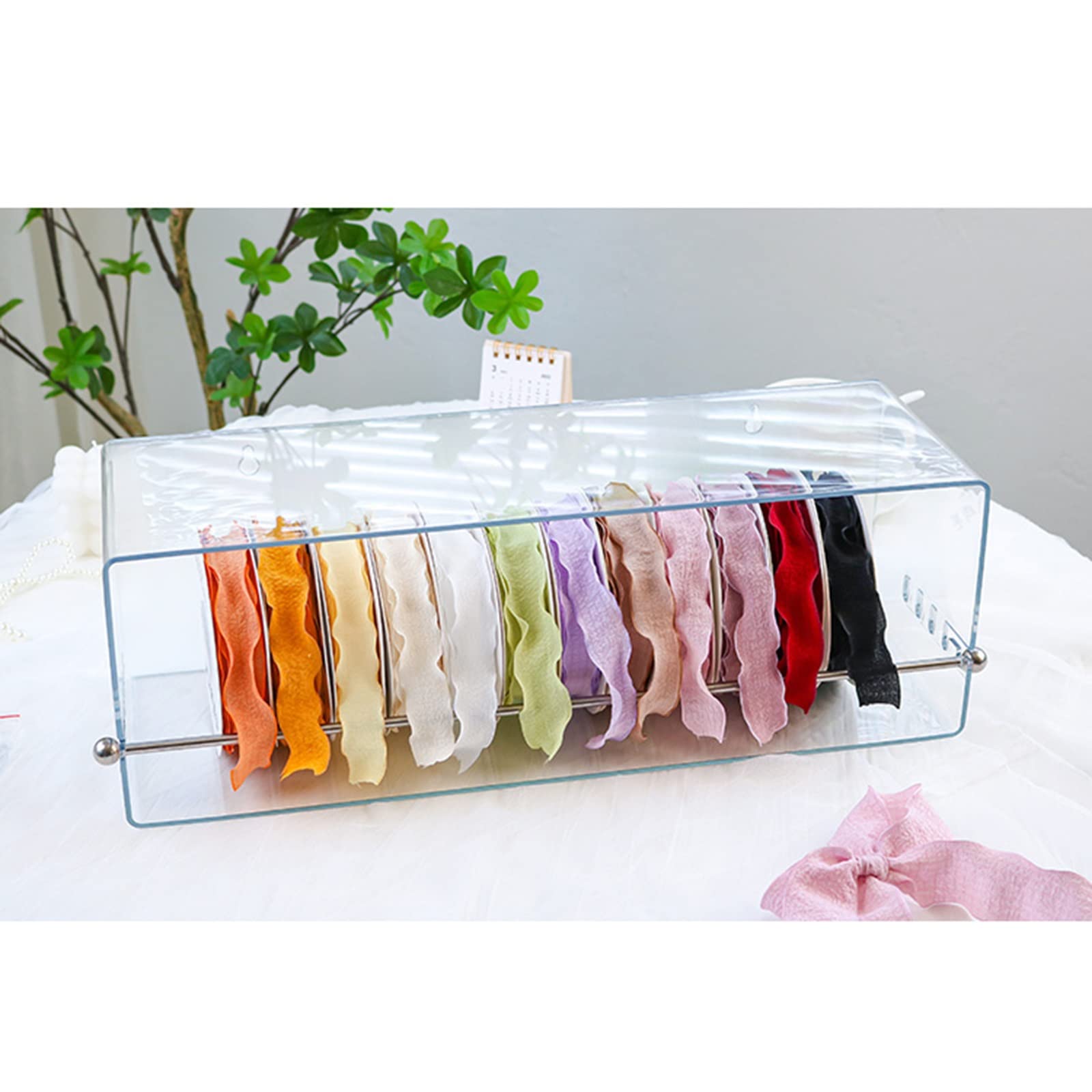 Roll Holder Organizer, Craft Room Clear Stackable Organizer Rack for Thread, Beads, Ribbon, Glitter, Clay, Sewing, Crochet, Fabric, Stamps, Scissors
