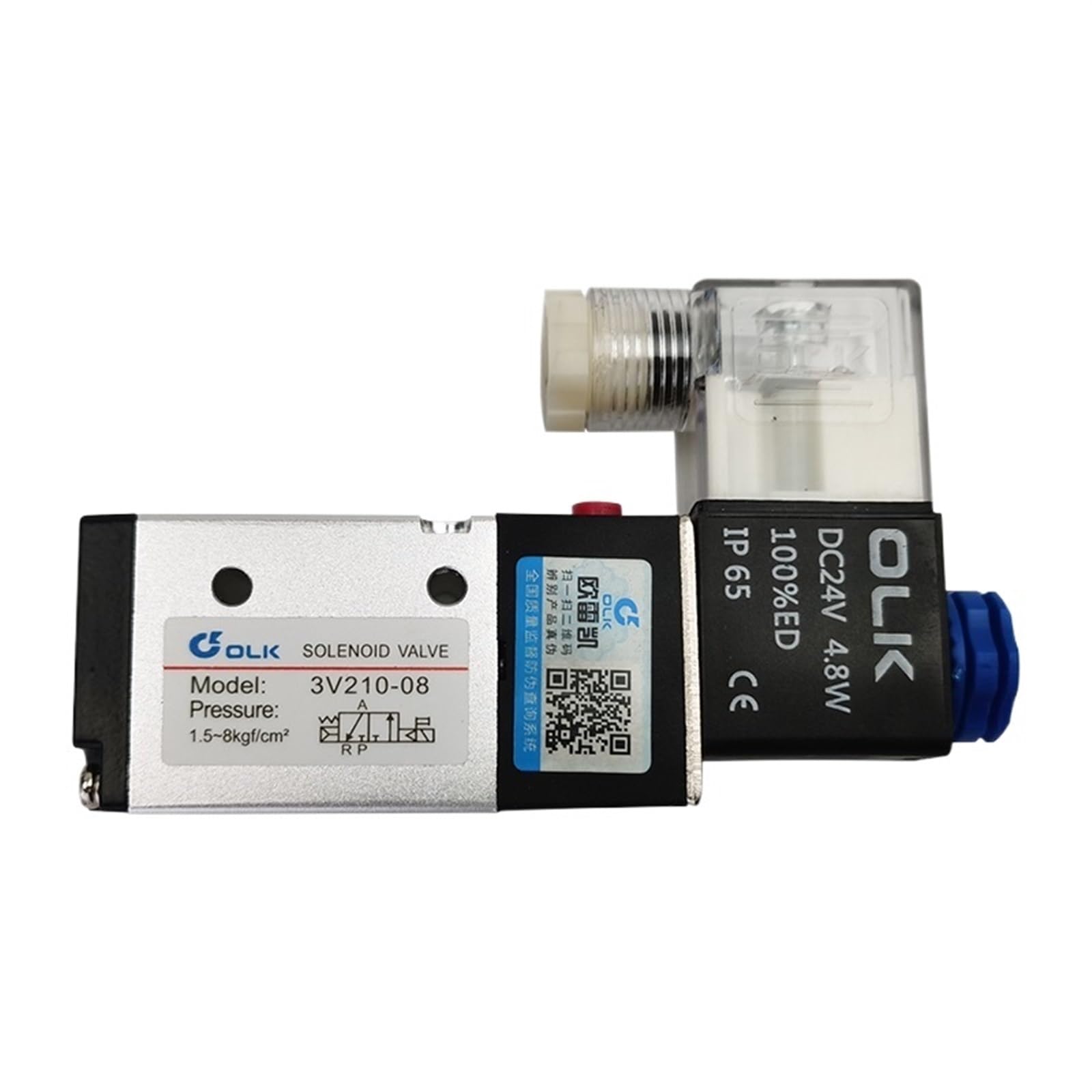 3V210-08 Pneumatyczny elektryczny zawór elektromagnetyczny, 3-drożny 2-pozycyjny zawór elektromagnetyczny gazu, 12 V, 24, 220, cewka, wolt, przyłącza węża (3V210 08 DC24V, z złączkami 6 mm)