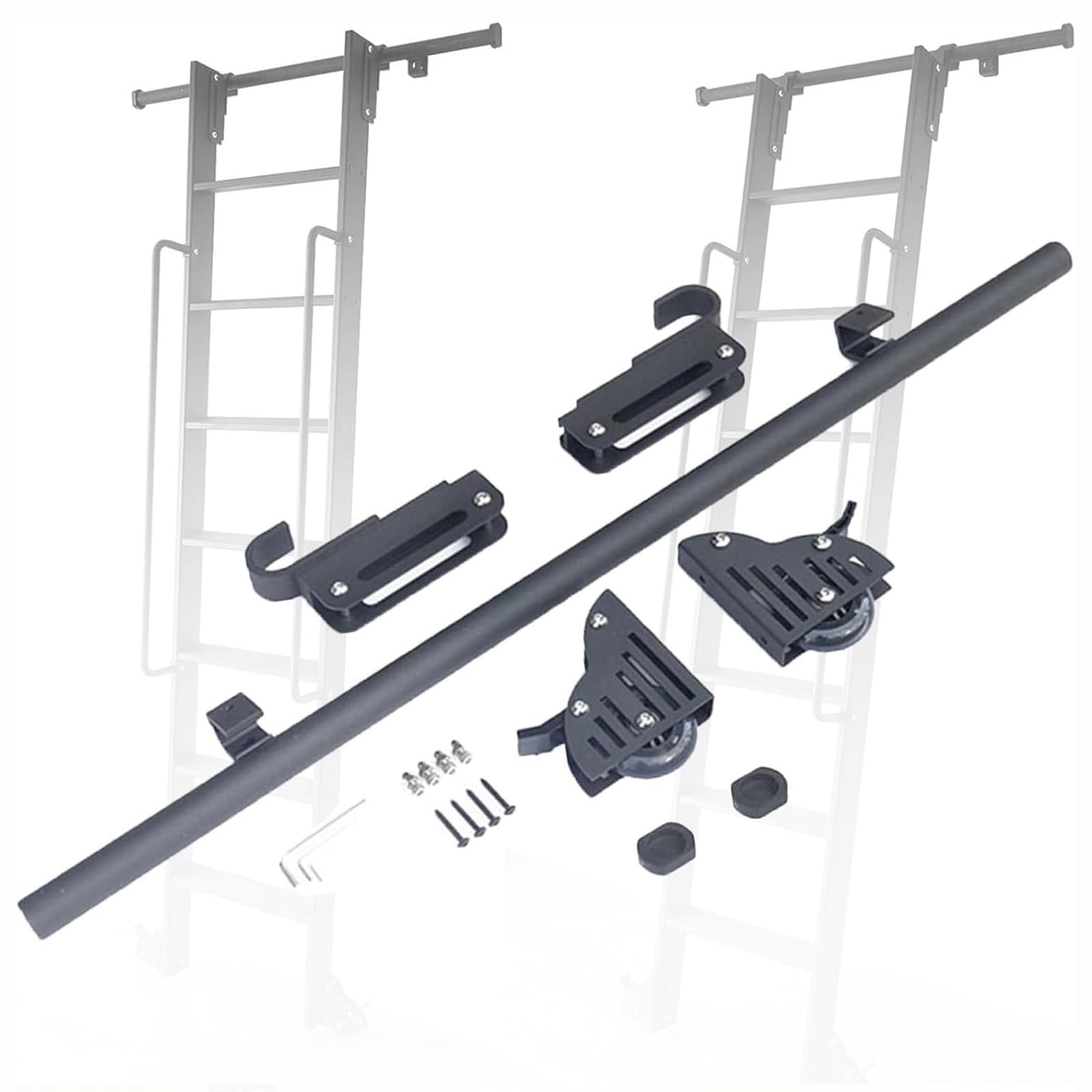 Kit de quincaillerie pour échelle coulissante en fer forgé noir mat de 500cm de long
