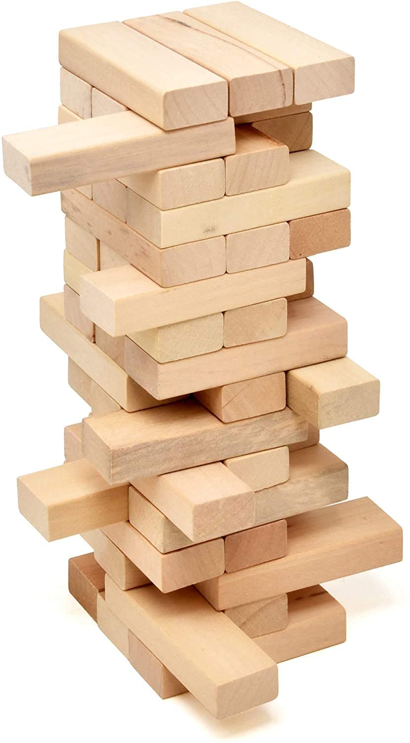 SOUVENIR Imaginea Wooden Blocks Games, Tumbling Tower Classic Wooden Stacking Building Block Game for Building, Toppling and Tumbling Games Deluxe Stacking Toy for Kids and Adults - 48 Piece