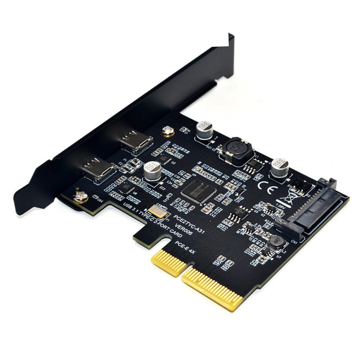 Gadpiparty Expansion Card with Dual Type C Ports Pci Express Pin Riser Card for High Speed Data Transfer and Connectivity