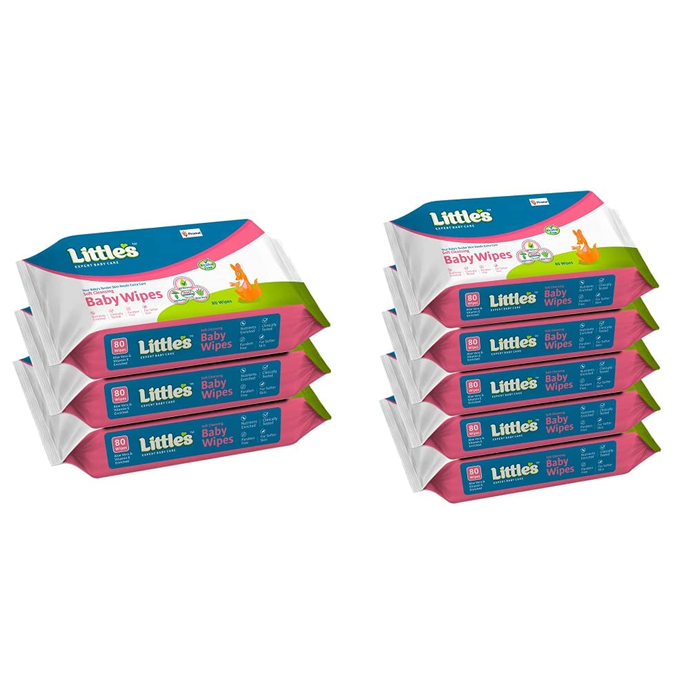 Little's Soft Cleansing Baby Wipes with Aloe Vera, Jojoba Oil and Vitamin E (80 wipes) pack of 3 & Little's Soft Cleansing Baby Wipes with Aloe Vera, Jojoba Oil and Vitamin E (80 wipes) pack of 5-image-47