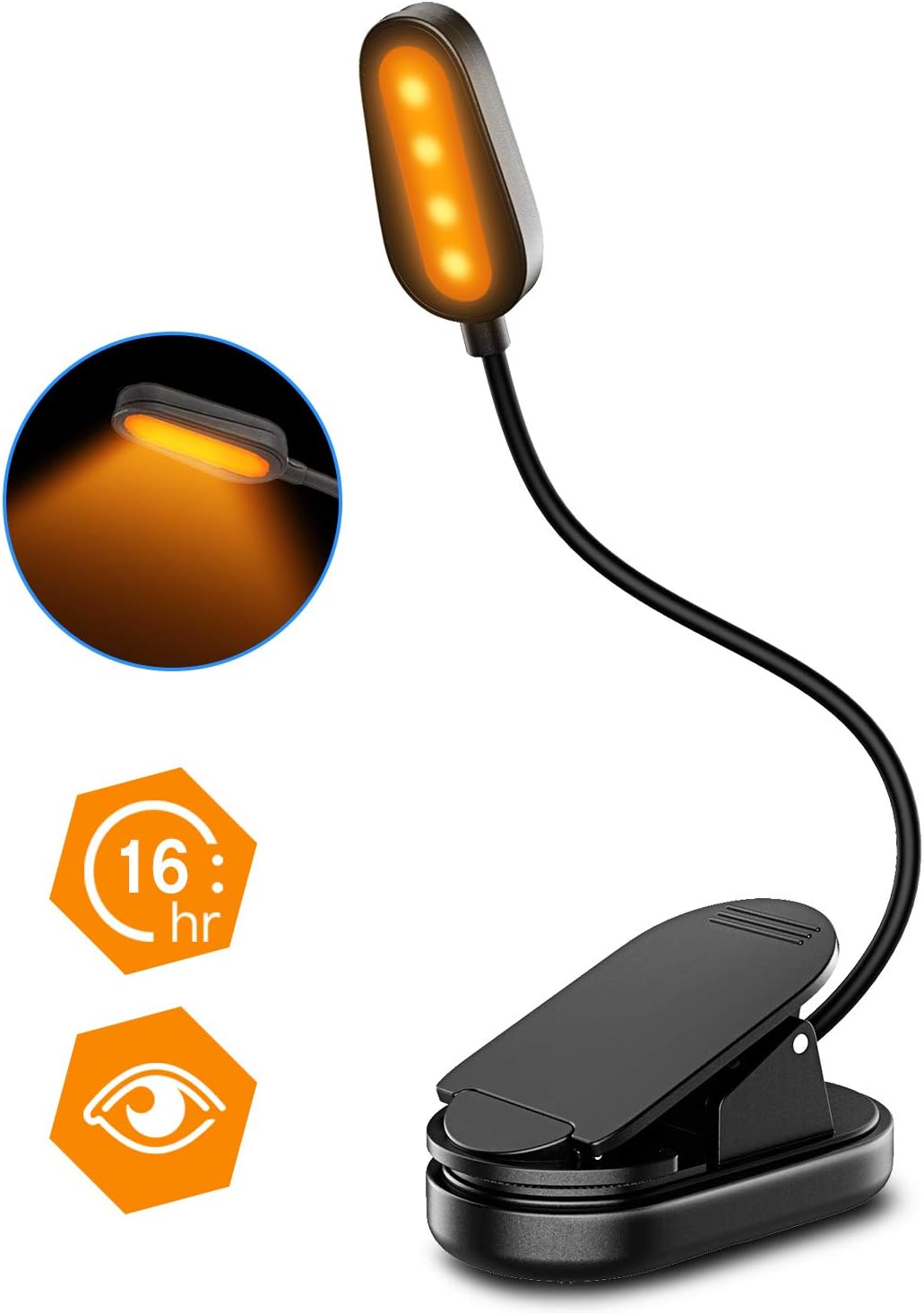 Cocoda Reading Light for Reading in Bed, Flexible USB Rechargeable Book Light, 1600K LED with 2 Lighting Modes Night Lamp, Sleep Aid Light, for Books [Blue Light Blocking]