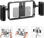 NEEWER Universal Phone Cage Video Rig with Bluetooth Shutter Side Handle Comfort Grips, Smartphone Stabilizer for Video Recording Compatible with iPhone 15 Pro Max 15 Pro Galaxy S24 Ultra, PA009E