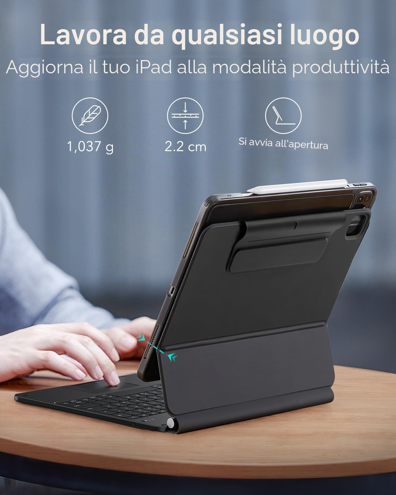 ESR per iPad Pro 12.9 Custodia con Tastiera, Supporto Magnetico Multimodo