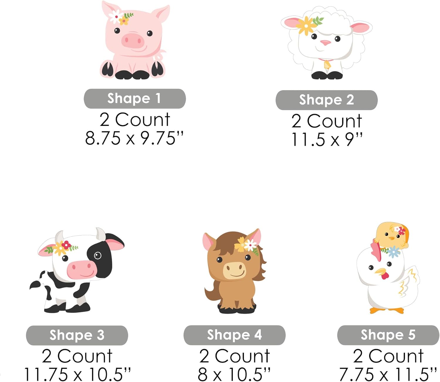 Big Dot of Happiness Girl Farm Animals - Lawn Decorations - Outdoor Pink Barnyard Baby Shower or Birthday Party Yard Decorations - 10 Piece