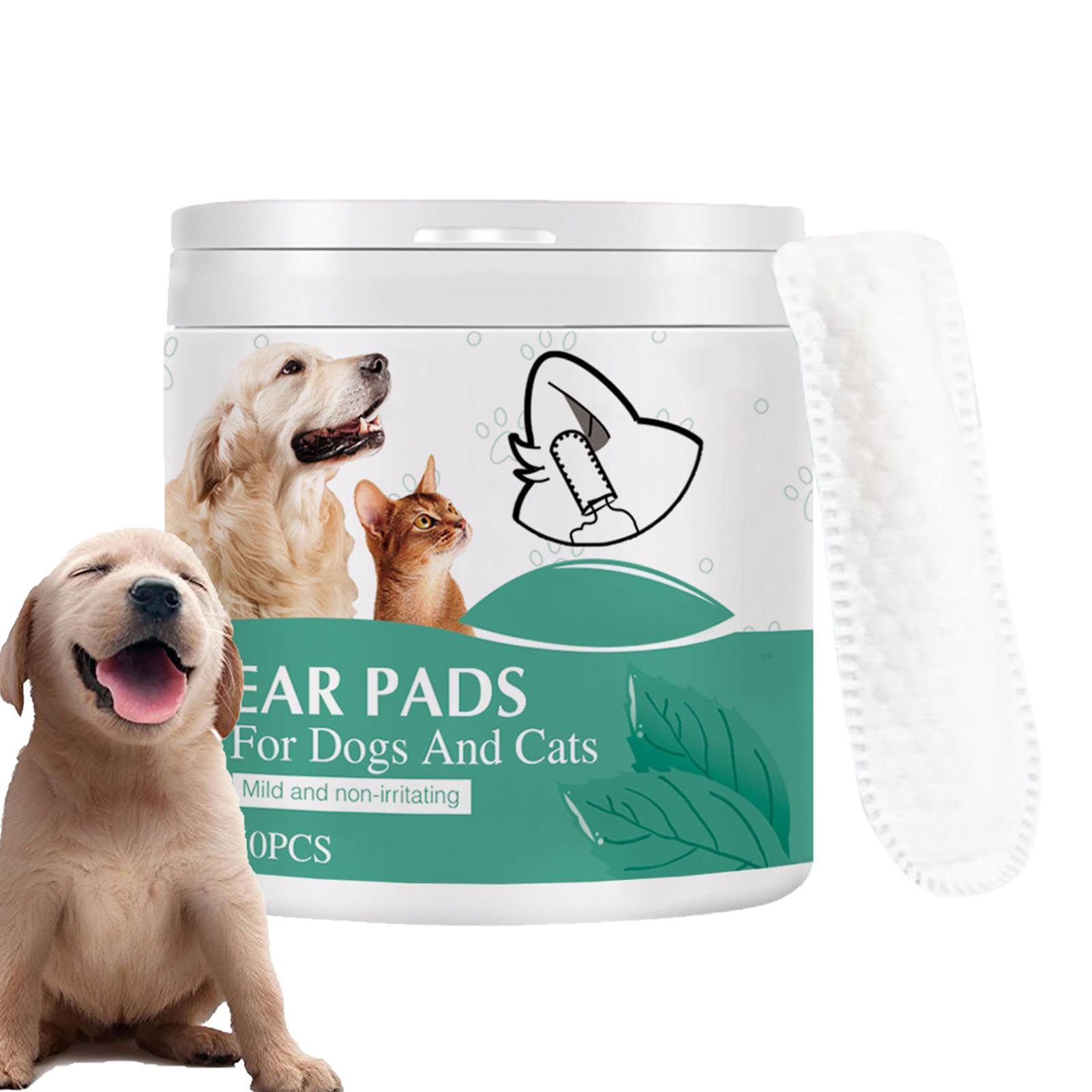 50 toallitas limpiadoras de orejas de perro, cunas suaves para limpiar los dientes de mascotas, suministros de aseo para mascotas para eliminar la cera y la suciedad, almohadillas para los dedos,