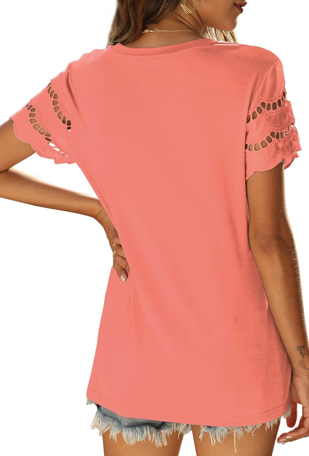 Womens Lace Short Sleeve T Shirts