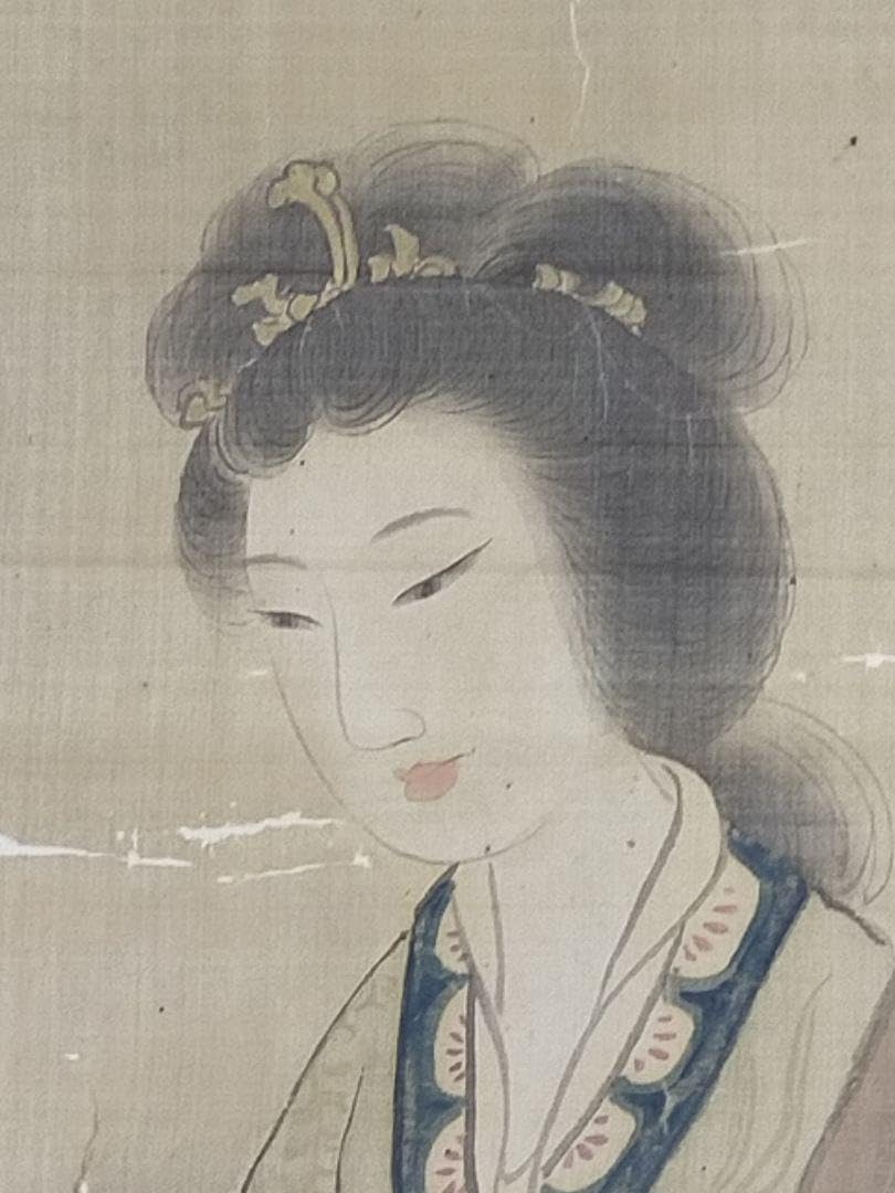【模写】森寛斎　美人画　掛軸　桐箱付き　掛け軸　骨董品 模写】森寛斎 美人画 掛軸 桐箱付き 掛け軸 骨董品