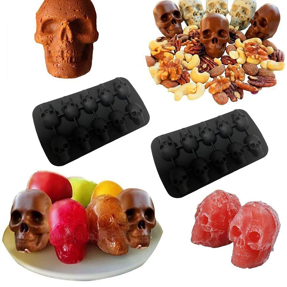 Totenkopf Silikon-Eiswürfelform - 3D Schädel-Design Für Whisky, Cocktails, Schokolade - Lebensmittelecht