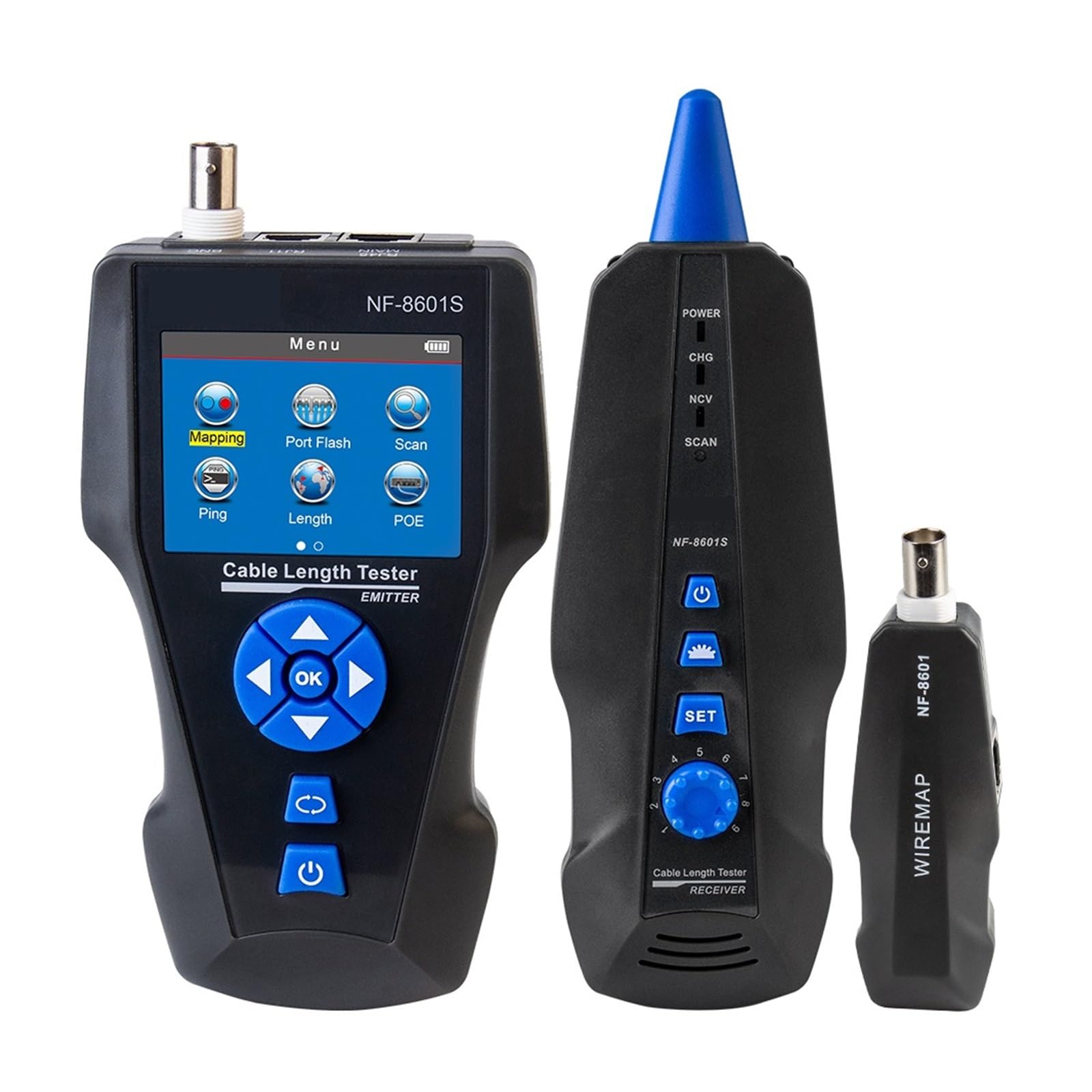 NF-8601S Multifunktions-TDR-Enthernet-Kabeltester Rj45 Rj11 BNC Cat5 Cat6 6E Cat7 POE Lan Test Ping Netzwerkkabel-Tracker Präzise Schnelle Diagnose