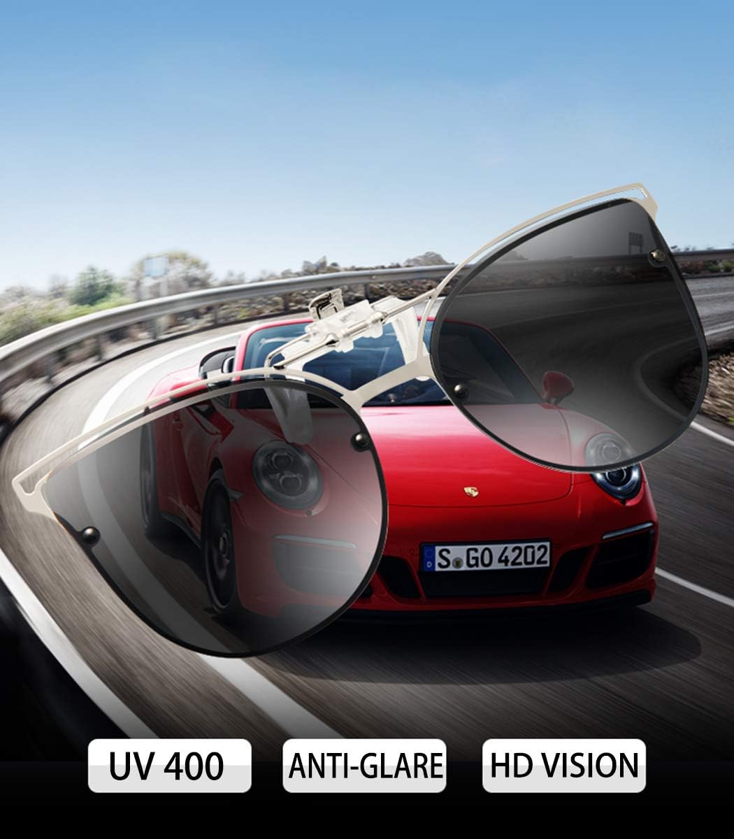 Polarized Clip on Sunglasses over Prescription Glasses Anti-Glare UV Protection Cat Eye Flip up Clip-on Eyeglasses - Image 2