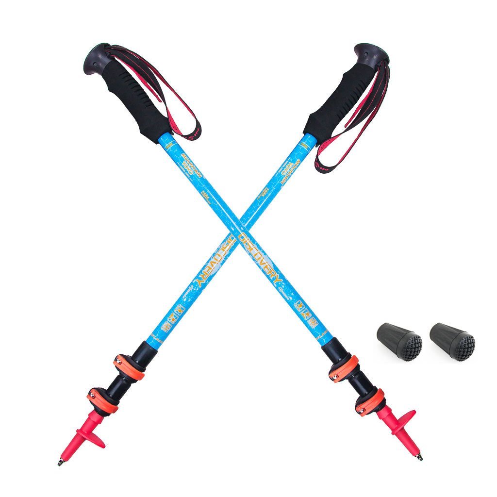 "Discovery 15.394,9 cm Flip Lock Light weight (Aviation lega di alluminio 270 g, 269,3 gram) bastone trekking telescopico regolabile da uomo e da donna, Uomo donna Bambino, A Pair Of Blue