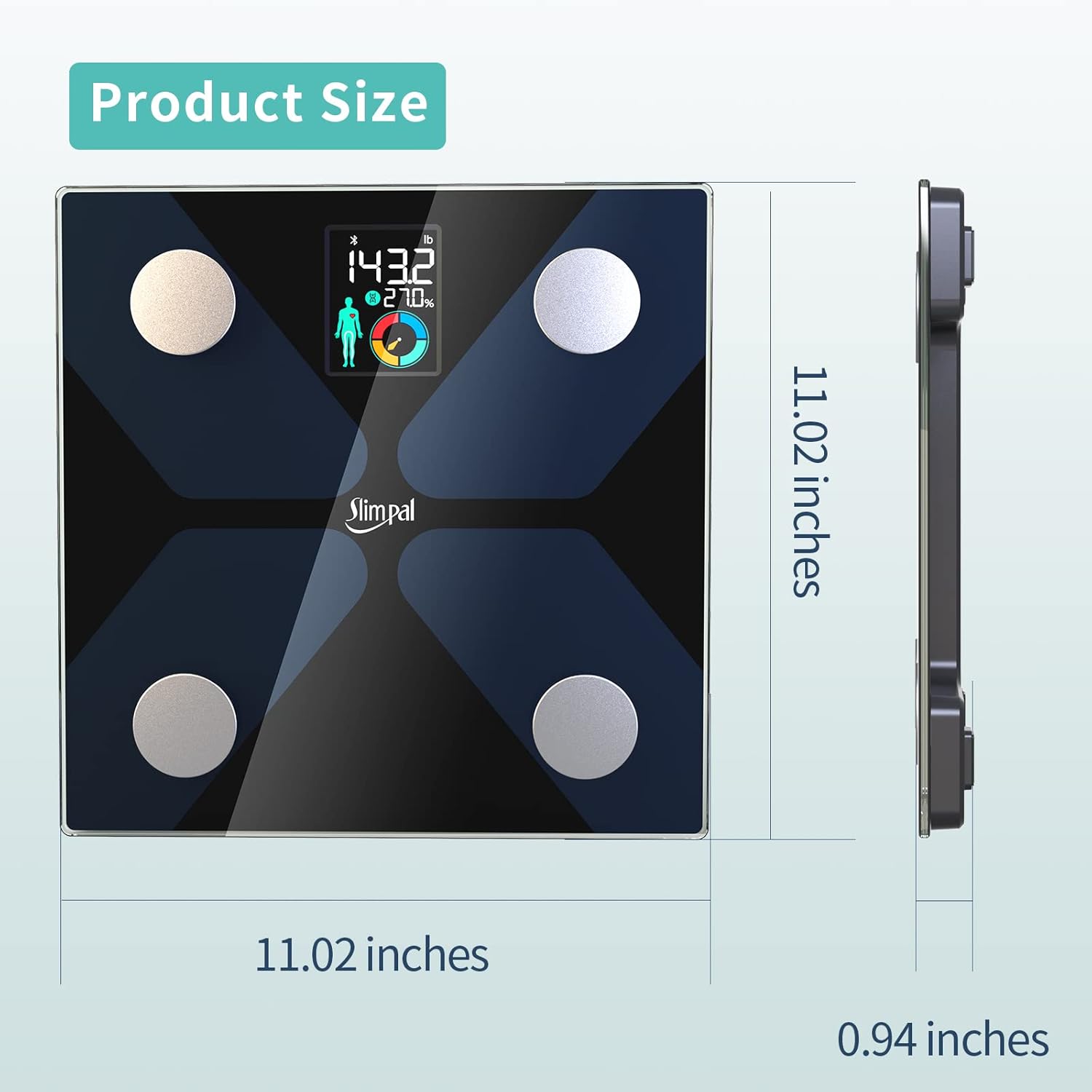 Slimpal Scale for Body Weight, Body Fat Scale Large Display, Digital Weight Scale, Bluetooth Bathroom Scale with High Accuracy,13 Data Sync with APP, 400 lb (11 x 11 inches) : Health & Household
