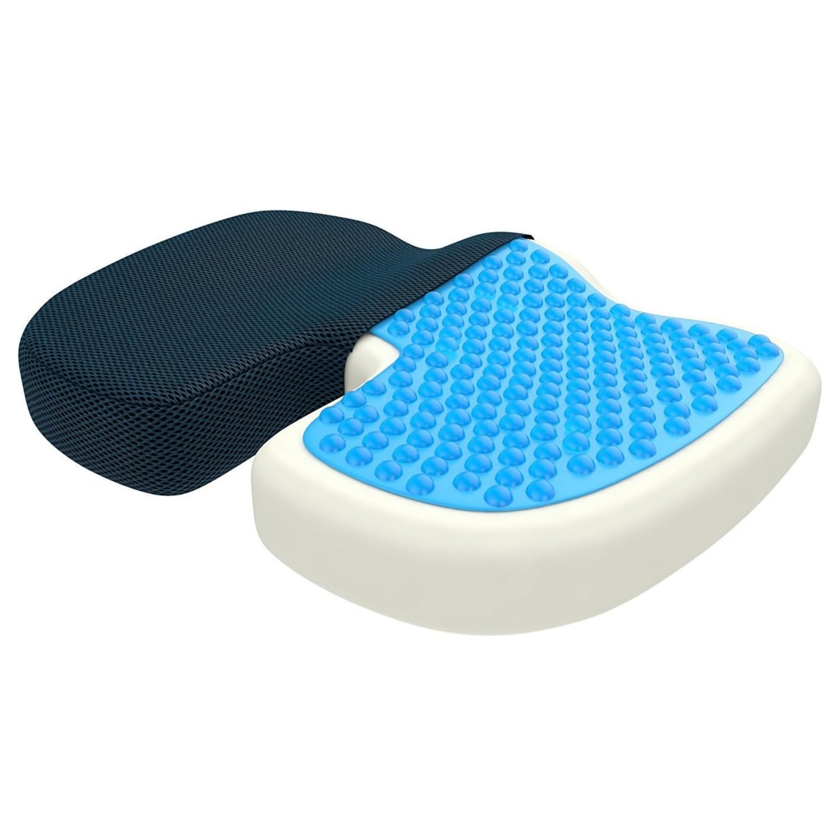 bonmedico Sitzkissen orthopädisch, Schwarz Netz, Standard 45x35x7cm,40-90kg | Memory Foam Gel Steißbeinkissen - Ergonomisches Sitzkissen für Auto & Bürostuhl, Rollstuhlkissen