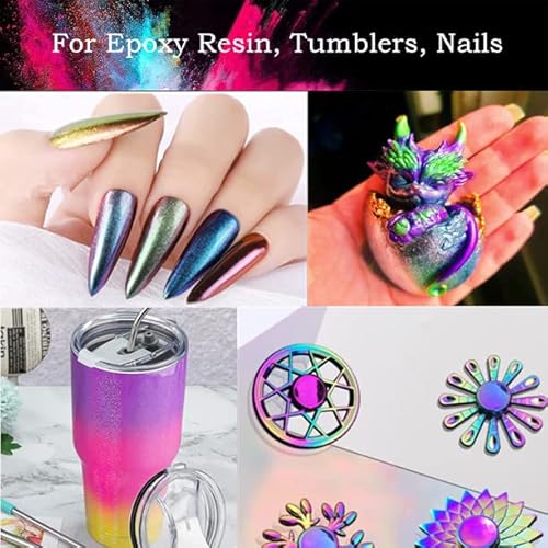 Chameleon Mica Powder, 6 Color Changing Mica Powder For Epoxy Resin, Tumblers, Color Shifting Pigment Powder For Nail Art, Soap Making, Painting,Slime,Cosmetics,Concrete,Oil Colour,Ceramics #TOP2