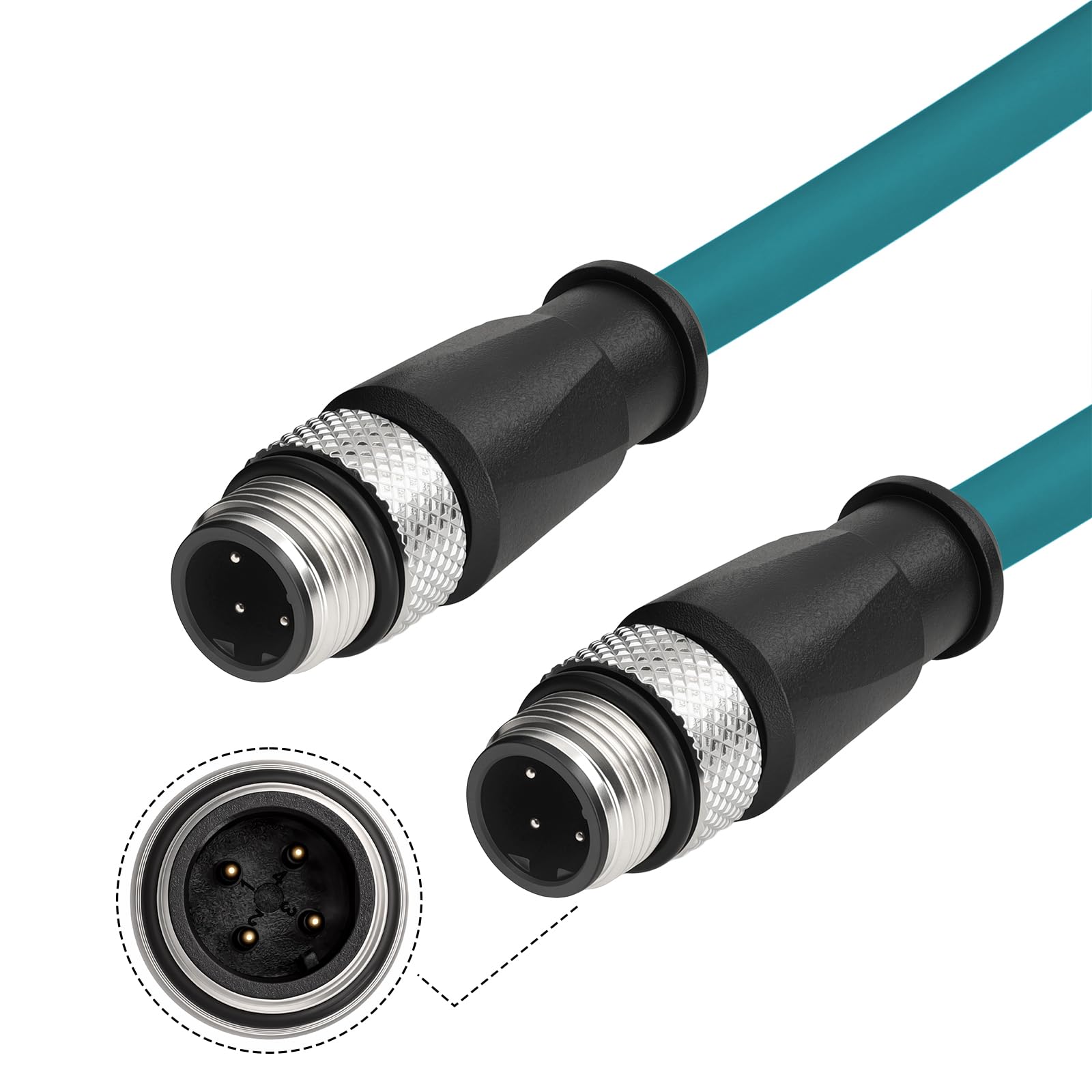 Verlängerungskabel Ethernet Gigabit geschirmtes Kabel M12 D Code 4 Pin auf 4 Pin Stecker Industrial Vision Kamera Cat5 Kabel für Sensor Industiral Automation (20M)