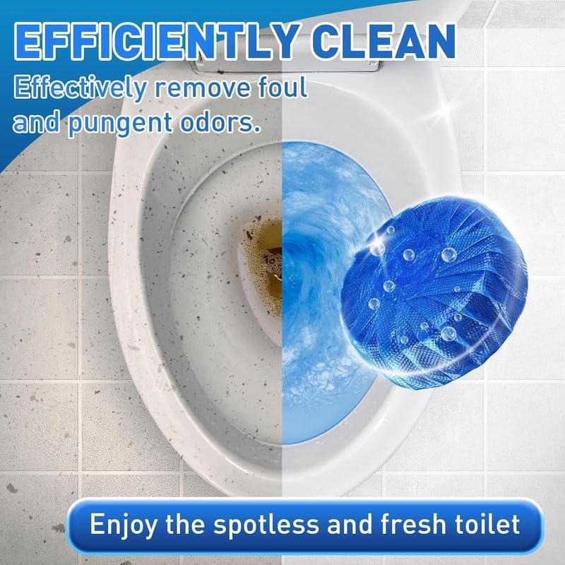 THE PURE NEST Automatic Flush Toilet Bowl Cleaner Tablets, Bathroom Toilet Tank Cleaner, Powerful Cleaning Ball Toilet Blue Deep Clean Bubbles, Mild Lemon Scent (Pack of 10) 3