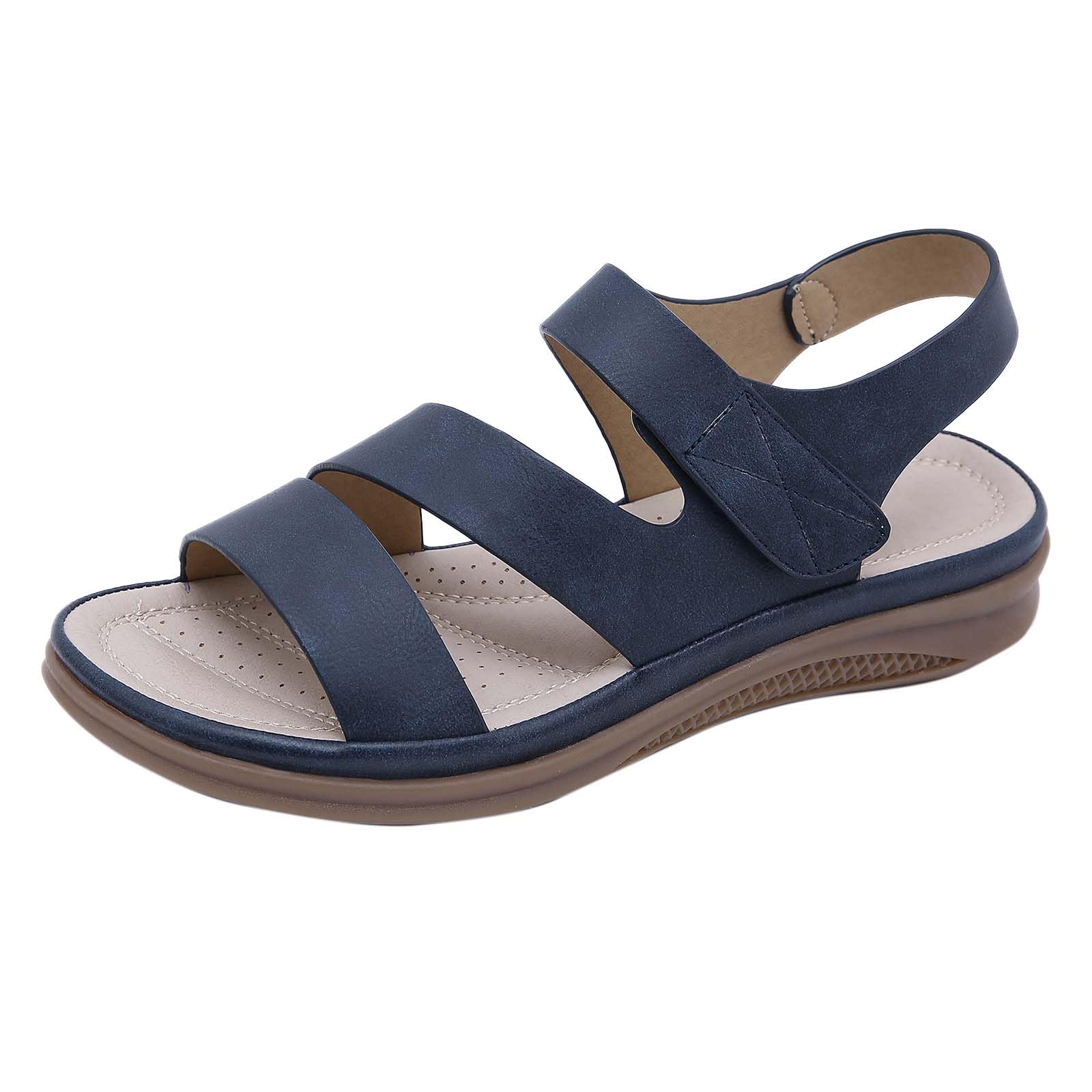 AZMAHT Womens sandals wedge sandals for women summer sandals women orthopedic sandals women arch support sandals for women walking sandals for women,Blue,38/240mm