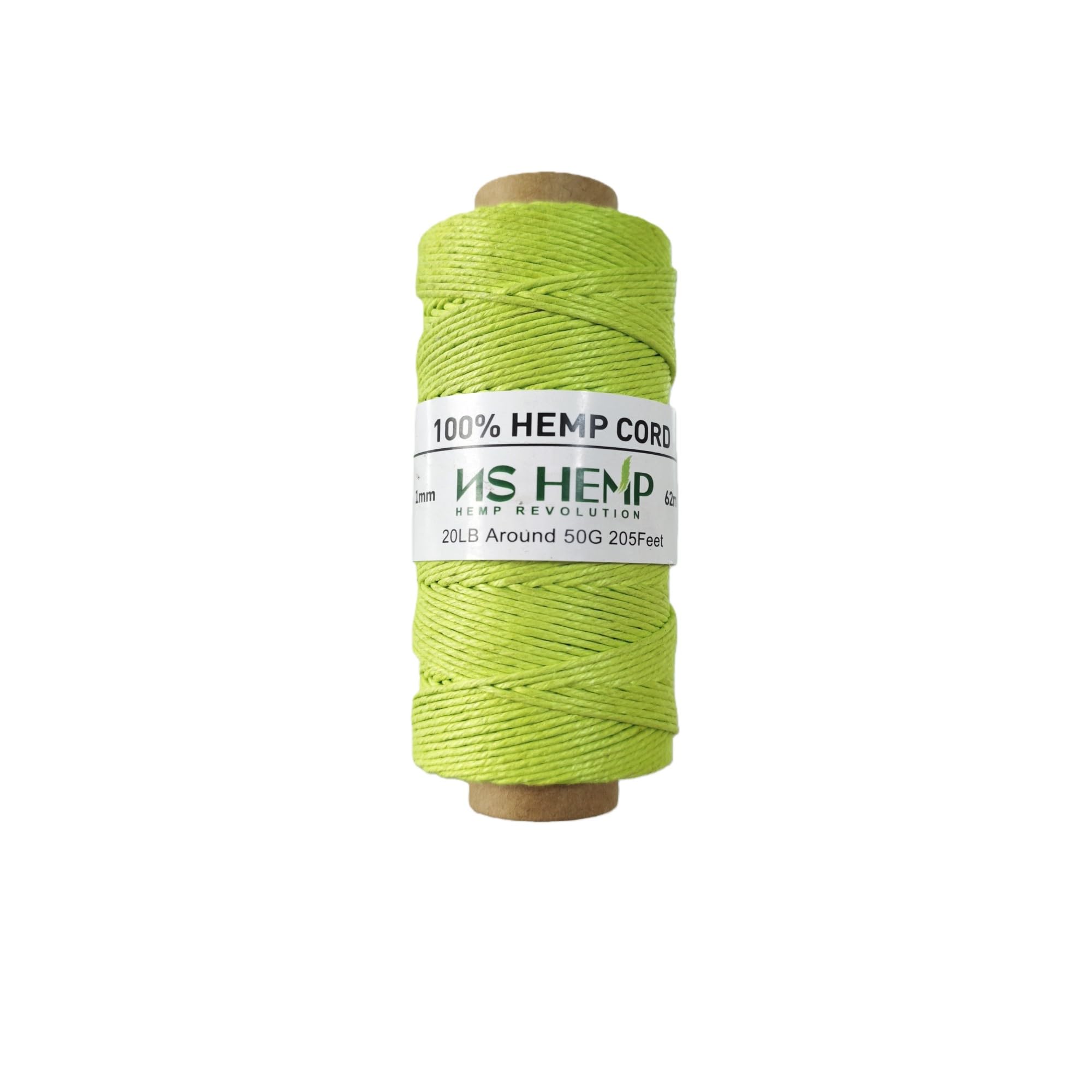 【 NS HEMP 】 100% Sustainable Hemp Cord Spool for Jewelry Making Bracelets Necklaces Arts Crafts Gift Decoration - 1mm 62meters (12 Lime Green)